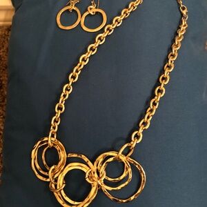Gold fashion necklace and earrings set